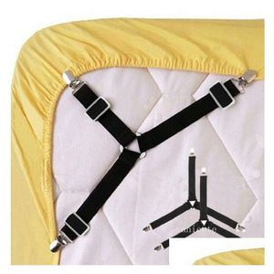 Hangers Racks 4Pcs /Lot Adjustable Triangle Elastic Suspenders Gripper Belt Bed Sheet Fasteners Mattress Ers Sofa Cushion Strap Cl Dh4Tm