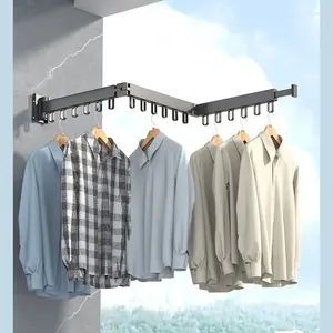 Hangers Wall-Mounted Foldable Aluminum Alloy Clothes Drying Rack Perfect For Balcony Bedroom Kitchen Living Room Holder Hanger Shelf