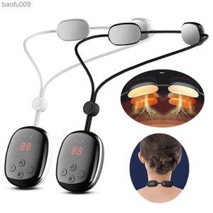 Masseur de colonne vertébrale cervicale suspendu Massage des épaules du cou EMS électrique Portable Hot Compress Pulse Massager Smart Neck Device L230520