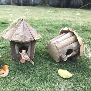 Nido colgante para exteriores, casa de madera ventilada para pájaros pequeños, pollos, gorriones, patio, suministros de decoración de jardín