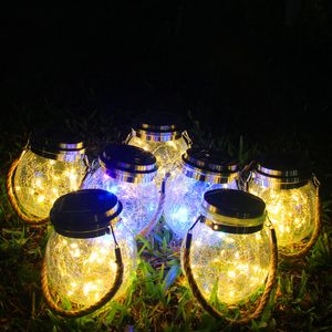 Suspendu extérieur solaire 30 Led Mason Jar lumières chaîne fée lumières lanternes lampe de Table décor pour jardin cour piscine