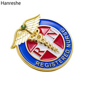 Hanreshe infirmière autorisée émail broche broches caducée rond médical revers insigne bijoux cadeau pour médecin infirmière étudiant en médecine