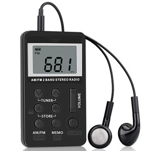 HanRongDa HRD-103 Pequeño AM FM Radio digital Receptor estéreo de 2 bandas Auriculares portátiles de bolsillo Pantalla LCD con Earp