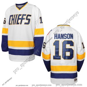 Maillot de hockey Hanson Brothers 16 Chiefs de Charlestown 17 Jeff Slap Shot 18 Maillot de hockey film Bleu Blanc S-3XL