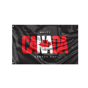 Happy Canada Drapeaux 3x5ft Flags Bannières 100% Polyester Impression numérique pour une promotion publicitaire de haute qualité extérieure d'intérieur avec des œillets en laiton
