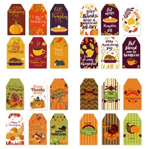 Étiquettes Happy Thanksgiving avec ficelle 60 pièces/ensemble feuille d'érable citrouille imprimé automne étiquette sac faveurs décoration