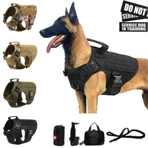 Arneses Chaleco militar táctico K9 para mascotas, pastor alemán, Golden Retriever, juego de arnés y correa para perros de entrenamiento táctico para todas las razas de perros