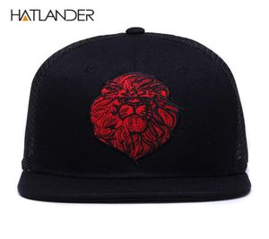 Hatlanderoriginal Black Baseball Caps for Boys Girls Summer Sun Sun Chaps Embrodery Lion Mesh Snapbacks Hip Hop Bone Trucker Hat 2011586816