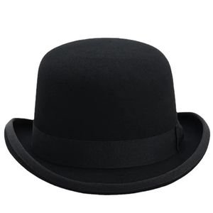 Chapeaux 4 tailles 100% laine femmes hommes chapeau melon pur dôme écrasable Fedora chapeau traditionnel Billycock marié casquette 220812