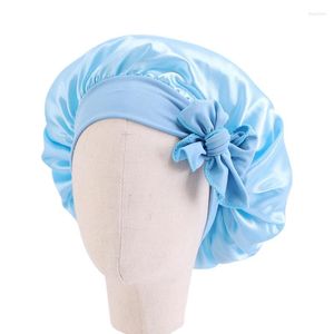 Sombreros Niños de alta calidad Color sólido Gorro de satén Gorro para dormir para bebé con cinta elástica ajustable Accesorios para el cabello para niños al por mayor