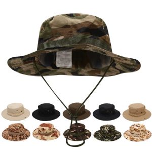 Chapeaux hommes camouflage bonie chapeaux tactical bucket bucket chapeaux militaire panama baquet d'été caps de chasse à la randonnée en plein air camo soleil protection