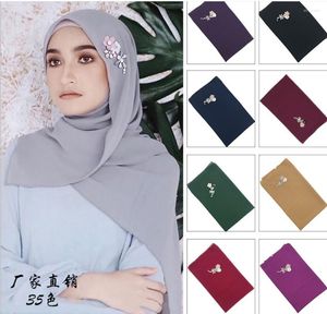 Sombreros Bufandas Conjuntos de guantes Fábrica de Yiwu Venta al por mayor Mujer musulmana Gasa Turquía Árabe Arruga Hijab Bufanda