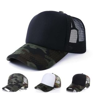 Hats Bufandas colocadas Camuflaje Trucker Hats 5 Paneles en blanco Sol Sol Mesh Mesh Béisbol Hombres Mujeres Capas de verano Ajustable Sport Ball269f