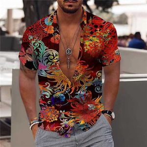 Chemise homme tropicale hawaïenne manches courtes motif floral 3D plage et vacances collection été 2023 5xl