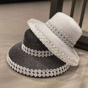HBP CHAPEURS ALLOCTS LIGNE Large Brim Mesh Mesh Summer Diamond-Embedded Bucket Travel Seaside Vacation Bright Silk Protection Sun Protection P230327