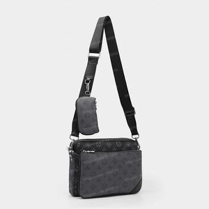 Luxurys diseñador bolsos hombres 3pcs juegos trio de cuero flores negras bolsas bolsas bolsas bolsas de cuerpo de compras bolsos de hombro liso billeteras para mujeres bolsas bolsas