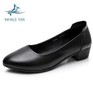 HBP Non-Brand Zapatos de vestir de oficina planos formales negros de cuero genuino para mujer al por mayor para damas