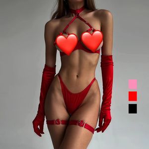 HBP Sensual Tassel Fetish Lingerie See Through Open Bra Bilizna Set Hot Sexy Intimate Naked Crotchless Panties Conjuntos exóticos