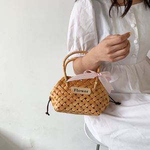 Bolso tejido marrón HBP, bolso de mano de verano INS para mujer, bolso de mano de alambre de Metal a la moda, cesta de vacaciones, MINI bolsas pequeñas de Picnic