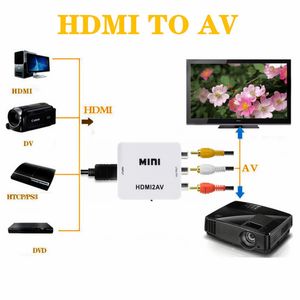 Vídeo HD 1080P Compatible con HDMI a AV/RCA convertidor AV/CVSB L/R Video Box Compatible con salida NTSC PAL DVD con Cable USB