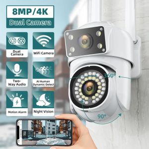 HD 8MP PTZ WiFi 4k Double Lens Caméra Auto Tracking Home Security Protection Motion Détection extérieure IP CCTV survivante 240506