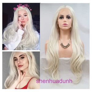 Hd Body Wave Highlight Lace Front Human Hair Wigs for Women Long Curly Hair Of White Wig Lace Lace Synthetic Fiber Full Head Cover