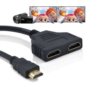 Cable HDMI HD 1080P V1.4 2 puertos duales Y Splitter compatible Splitter Adaptador de una entrada a dos salidas para Playstation TV Camera Convert