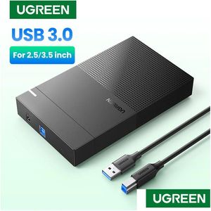 Boîtiers de disque dur Ugreen Case 3.5 2.5 Sata vers USB 3.0 adaptateur lecteur de boîtier de disque dur externe pour boîtier de disque SSD Hd 240322 Drop Delive Oteeb