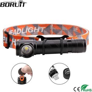 Head lamps BORUiT Super lumineux 1000LM Zoomable phare Rechargeable à Angle droit phare avec magnétique étanche Camping tête torche Q231013