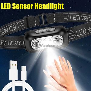 Head lamps Portable Mini LED Headlamp USB Rechargeable Body Motion Sensor Headlight Outdoor Camping Fishing Light Powerful Torch Head Lamp HKD230922