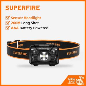 Head lamps SuperFire HL06-A Mini LED Headlamp AAA Battery 500 Lumen 5 Modes Headlight Head Lamp with Motion Sensor Camping Fishing Lantern P230411