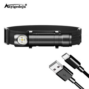 Lampes frontales USB Type C Utilisation des phares 18650 Lampe torche LED U2 lumineuse Lampe de nuit Lampe frontale à mémoire de lumière avec indicateur de puissance Queue magnétique P230411