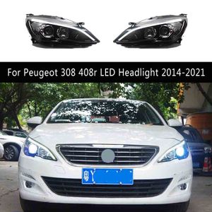 Tête Lmap feux de jour Streamer clignotant pour Peugeot 308 408r LED phare de voiture 14-21 lentille de projecteur d'oeil d'ange de faisceau haut