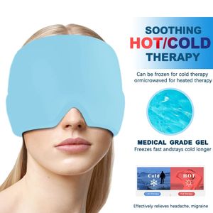 Masajeador de cabeza Sombrero para aliviar la migraña Sombrero para el dolor de cabeza Gel Terapia de frío Gorro de hielo para aliviar el dolor Sombrero de hielo Máscara para los ojos Alivio del dolor Presión del estrés 360 ° 231218