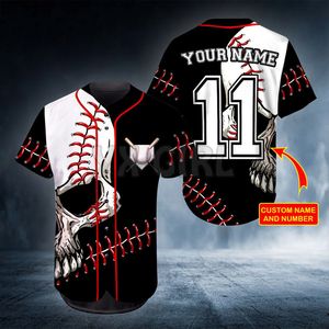Head Skull Custom You Name Baseball Jersey Shirt Love Gift 3D Printed Men s Casual s hip hop Tops 220712