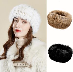 Bandons 100 accessoires de fourrure de lapin épais de neige en plein air bande de cheveux pour femmes à froid hiver FS006 2209271272208