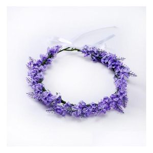 Diademas 10 Unids / lote Mujeres Lavanda Diademas Bohemia Diadema Accesorios Para el Cabello Púrpura Para Novia Playa Boda Tocado Gota Entrega Dhq9W