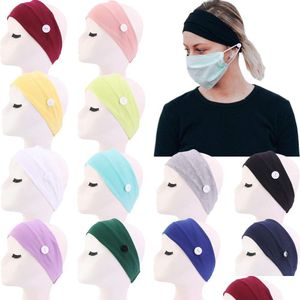 Diademas 12 Pack Boho Diadema ancha con botón Turbante elástico Banda para el cabello Yoga Head Wraps para mujeres y niñas 221107 Drop Delivery J Dh0H6