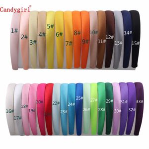 Diademas 33 unids 1.5 cm 2 cm Diademas de satén Color Adulto Niños Cinta Hairband Mujeres Cubierto Banda para el cabello Multicolor Girl Headwear Accesorios 230302