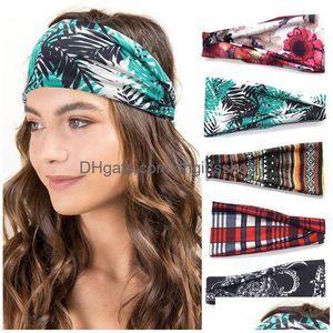 Bandons à imprimé décontracté Stretch Cotton Bandon pour femmes Headwear Elastic Turban Head Scarf Bandage Enveloppe de cheveux Accessoires ACCESSOIRES