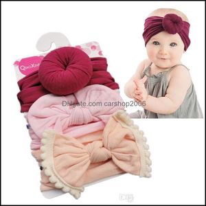 Diademas Joyería para el cabello Bebé Niñas Nudo Bola Donut Arco Turbante 3 Unids Conjunto Infantil Elástico Hairbands Nuevos Niños Headwear Niños Accesorios Drop D