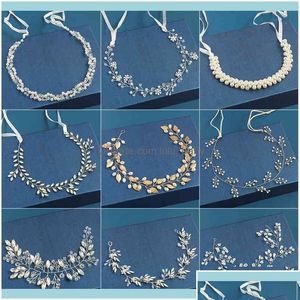 Tiadillos Joyas de joyería Pearl Diabarde Tiara Flowers Vine Women Hair Aessories Drop entregada 2021 Peado Dhv5k