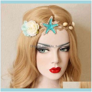 Bandeaux Jewelryvintage Sea Star Flower Shell Band Accessoires de cheveux de mariée Bijoux de tête de mariage Vintage Tiara Drop Delivery 2021 Xgjqp