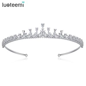 Diademas LUOTEEMI Cubic Zirconia Boda Tiara nupcial para niñas Shinning CZ Princesa Mujeres Novia Corona Reina Fiesta Cumpleaños Joyería para el cabello 231102