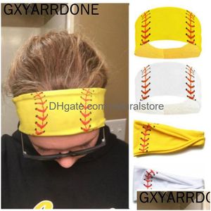 Diademas Softbol Deportes Sudor Béisbol Para Niñas Yoga Mujeres Accesorios Para el Cabello Estampados Pañuelos Ancho Correr Diadema Gota Entrega Dh5L4