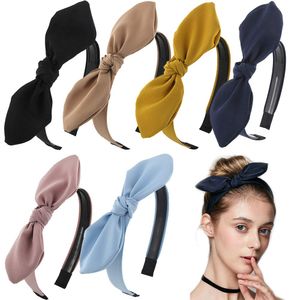 Diademas Arco sólido para mujeres Nudo torcido Orejas de conejo con cable Plástico con dientes Tela elástica Bowknot Headwrap Accesorio para el cabello Paquete de Amvwx