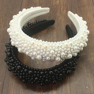 Diademas Blanco Negro Perla Tocado Moda Banda para el cabello Diadema barroca de lujo Tocados de boda Mujeres Accesorios nupciales 231025