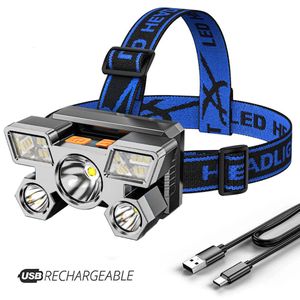 Headlamps LED Headlights camping gear USB Rechargeable Waterproof Headlamp For Outdoor Camping Adventure 230617