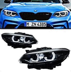 Conjunto de faros para BMW F22 Serie 2, faros LCI Angel Eye, luces LED diurnas, proyector Dual, luz DRL