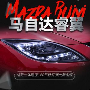 Gruppo faro per Mazda Evolution Fari 2009-20 16 Luci diurne a LED con fascio alto e anabbagliante Indicatori di direzione gialli